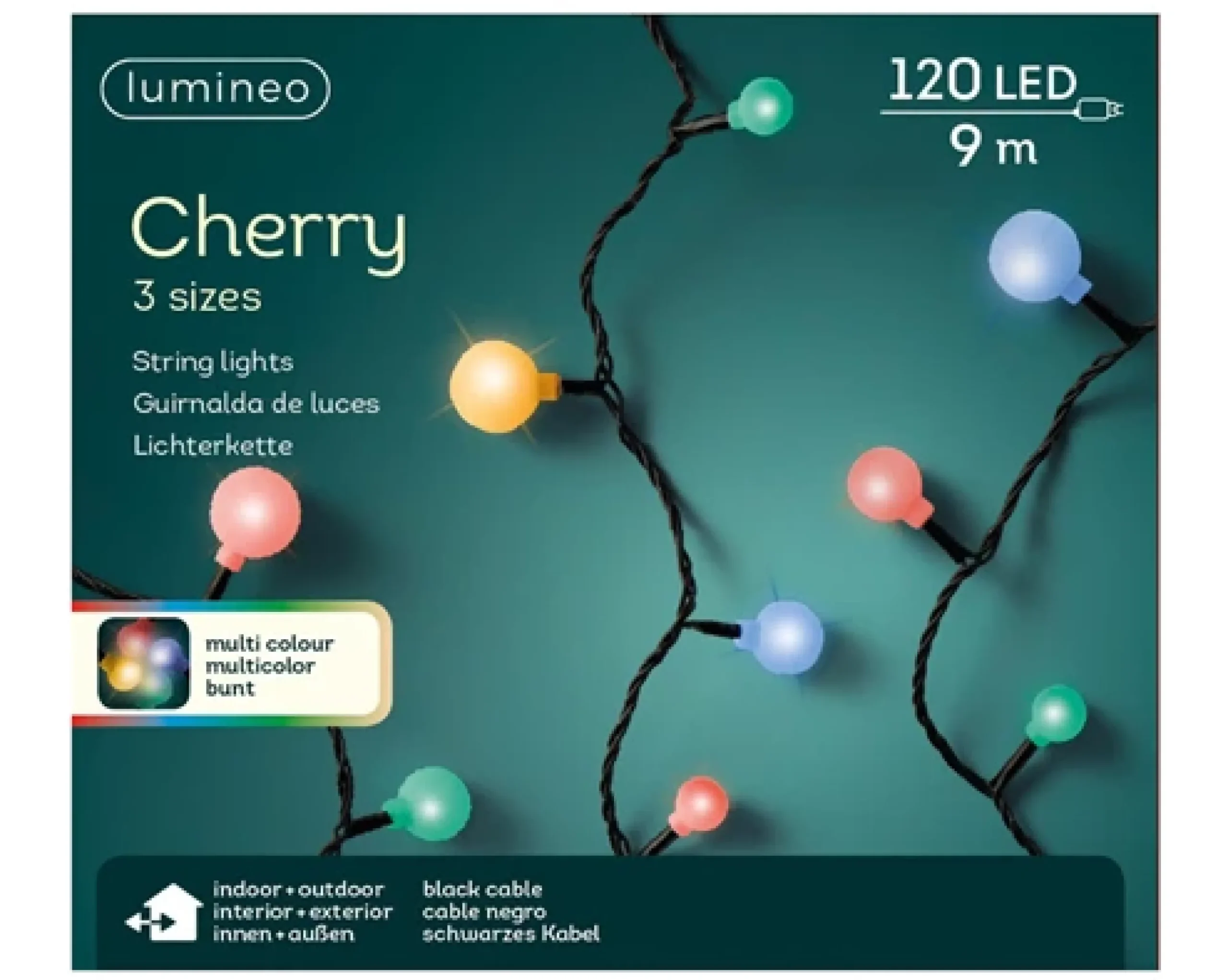 Online Christmas Land 120 Led Multicolour Three Size Cherry Christmas Lights