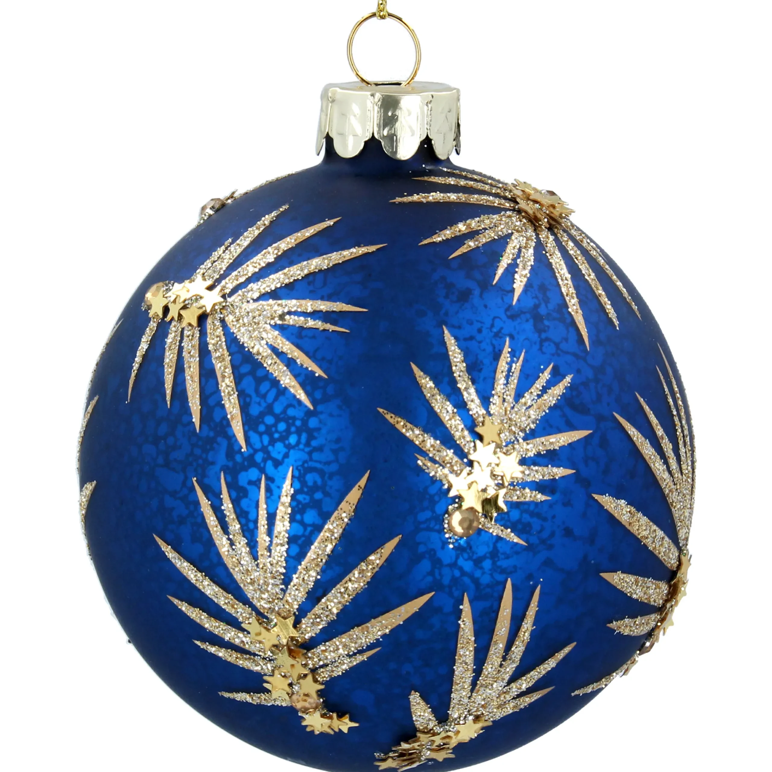 Sale Christmas Land Antique Blue Glass Ball With Gold Twigs