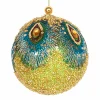 Christmas Land Beaded Ball With Fabric Peacock Feather Decoration