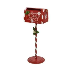 Sale Christmas Land Christmas Zinc Santa Mailbox On Stand 89Cm