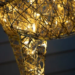 Best Christmas Land 130Cm Gold Glitter Reindeer With 80 Warm White Led Lights