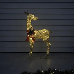 Hot Christmas Land 110Cm Gold Glitter Reindeer With 70 Warm White Led Lights
