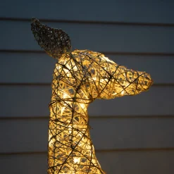 Hot Christmas Land 110Cm Gold Glitter Reindeer With 70 Warm White Led Lights