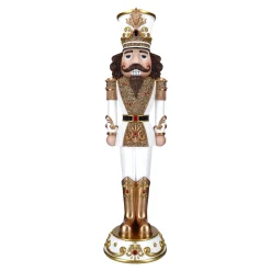Clearance Christmas Land 122Cm Nutcracker In White And Gold