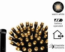 Clearance Christmas Land Durawise Warm White Battery Christmas Lights With Timer (Black Wire) Various Sizes