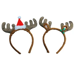 Outlet Christmas Land Fabric Glitter Antlers With Holly/ Hat Hairband