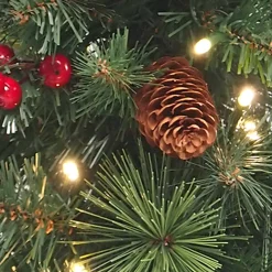 Online Christmas Land 9Ft Everyday Collection Pre-Lit Christmas Garland With Pine Cones & Red Berries