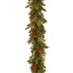 New Christmas Land 9Ft Feel Real Classical Collection Pre-Lit Christmas Garland