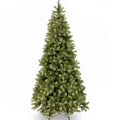 Online Christmas Land 7.5Ft Feel Real Frosted Dorchester Pine Pre-Lit Artificial Christmas Tree