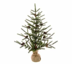 New Christmas Land 3Ft Mini Artificial Christmas Tree In Burlap