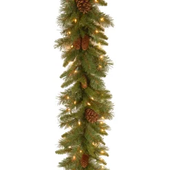 Best Christmas Land 9Ft Pine Cone Pre-Lit Christmas Garland