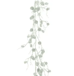 Online Christmas Land 6Ft Silver Sparkle Pine Cone Christmas Garland