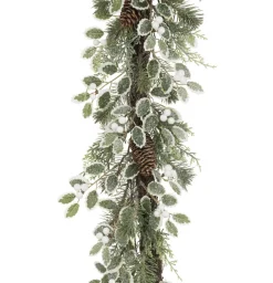 New Christmas Land 6Ft Sparkle Holly Berry Christmas Garland