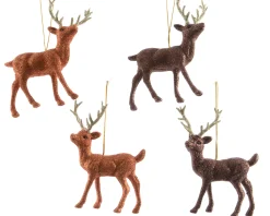 Discount Christmas Land Hanging Plastic Reindeers With Glitter
