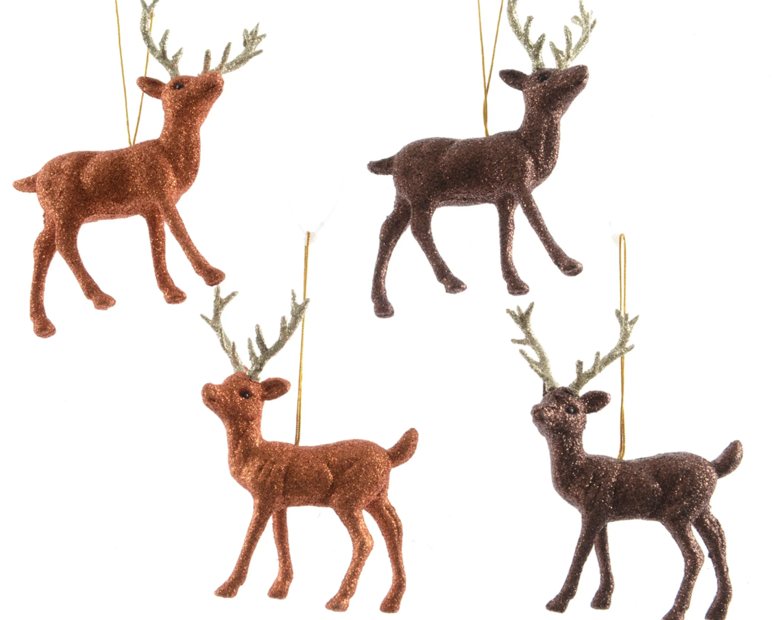 Discount Christmas Land Hanging Plastic Reindeers With Glitter