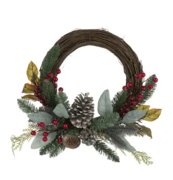 New Christmas Land Hawes Berry Rattan Christmas Wreath – 40 Cm