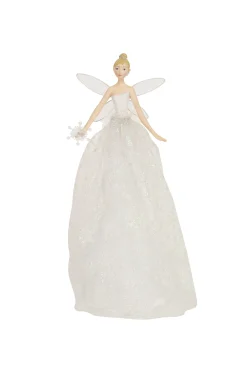 Hot Christmas Land Iridescent Glitter Fabric And Resin Tree Top Fairy – Large