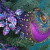 Outlet Christmas Land Peacock Purple Glitter Braid Sequin Ball Decor