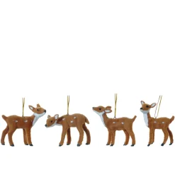 Hot Christmas Land Set Of 4 Suspended 10Cm Assorted Deer Decorations
